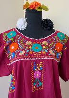 Handmade Oaxacan Embroidered Long Length Dress - San Antonino Style