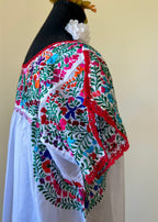 Handmade Oaxacan Embroidered Long Length Dress - San Antonino Style