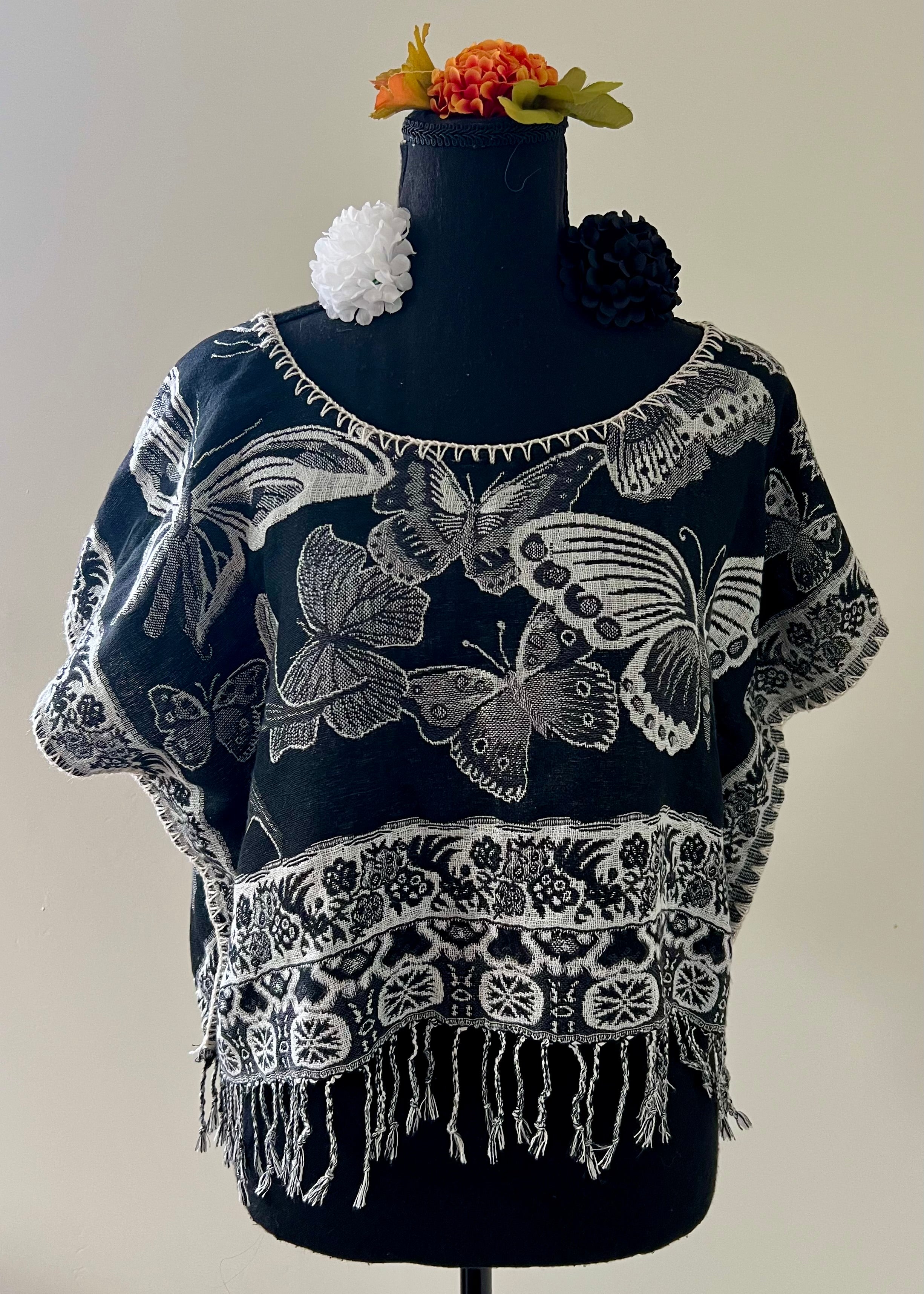 Butterfly Cropped Huipil-style Top