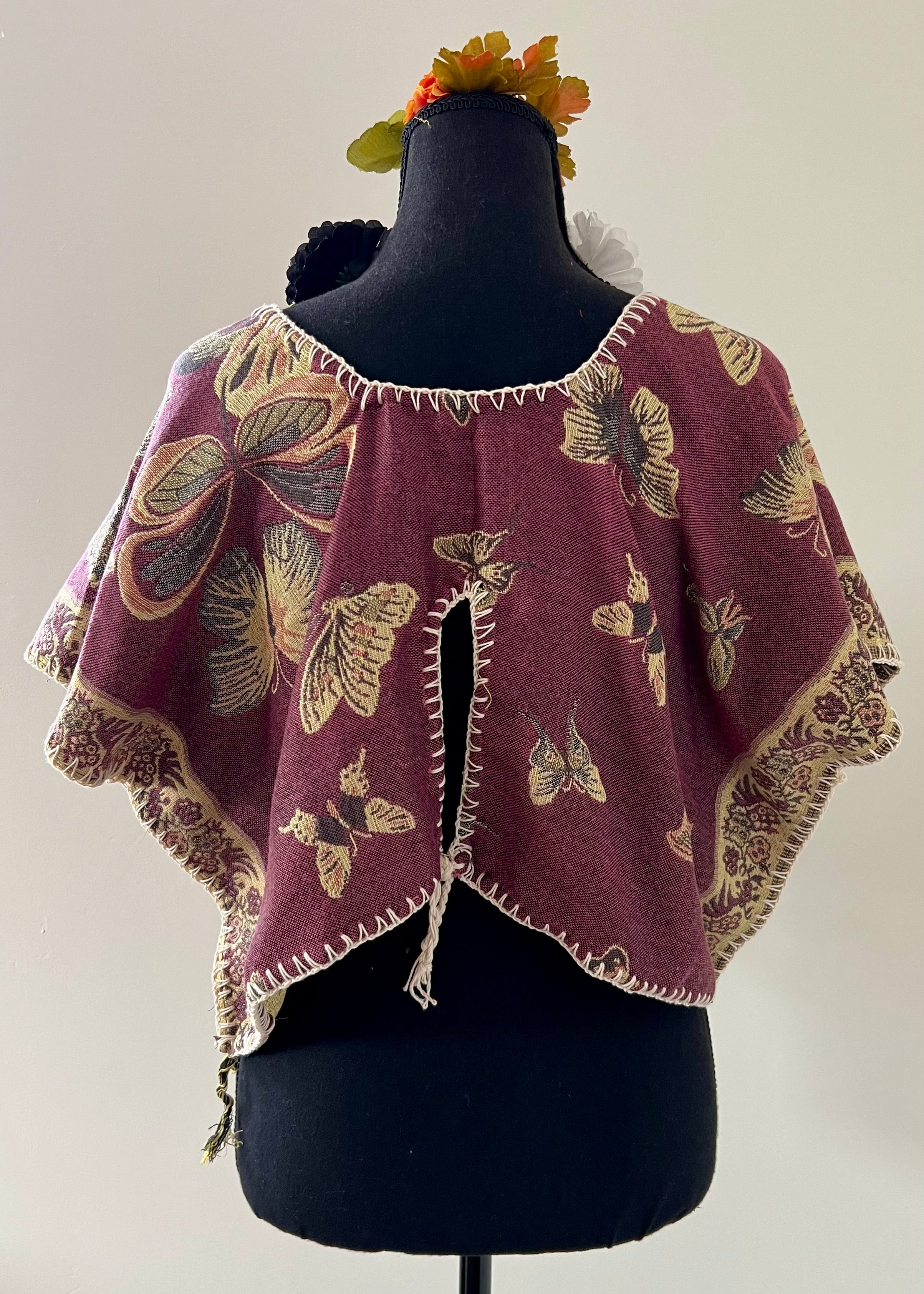 Butterfly Cropped Huipil-style Top