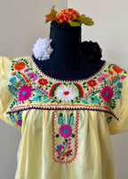 Handmade Oaxacan Embroidered Short Length Dress - San Antonino Style