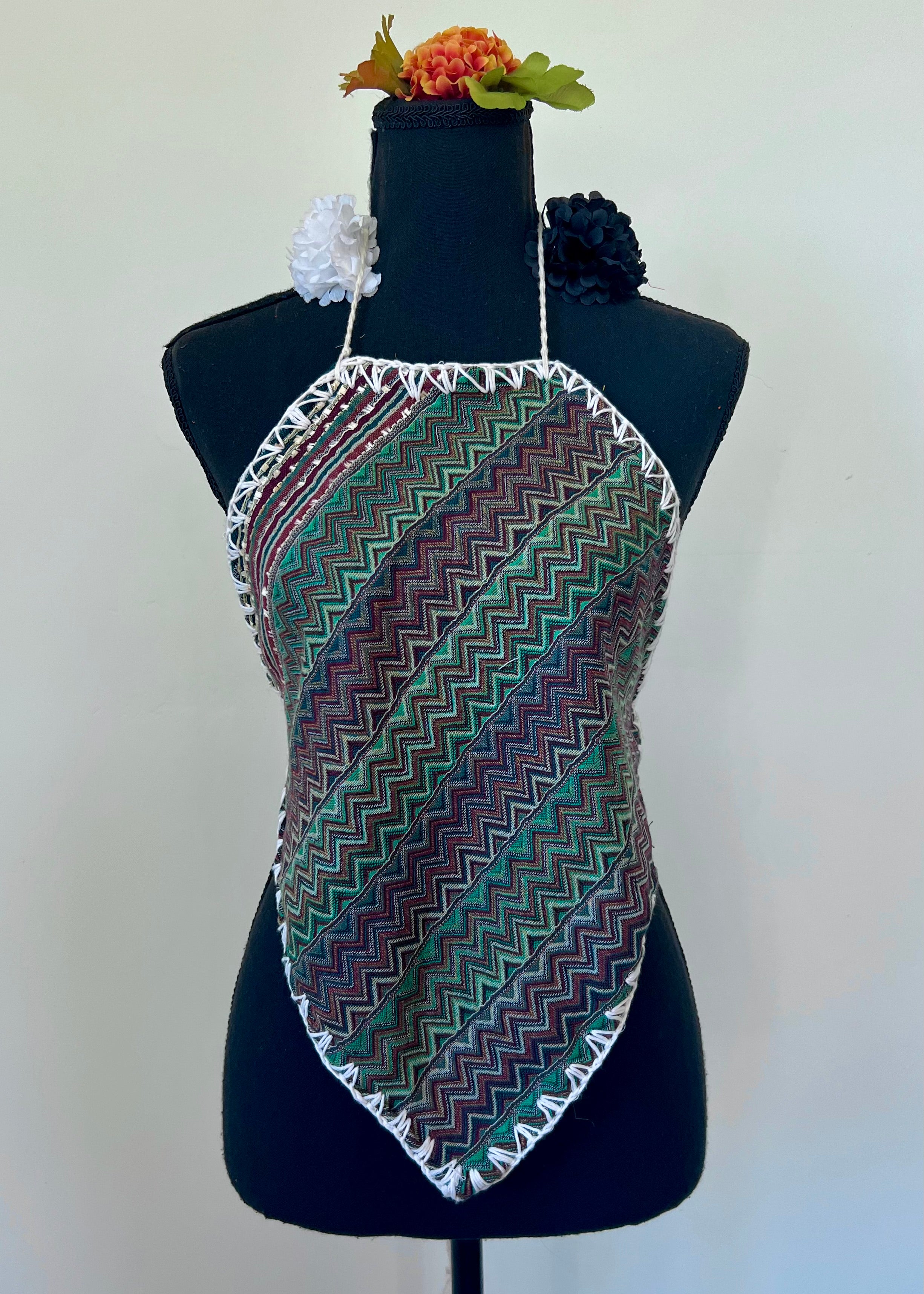 ZigZag Diamond Backless Halter Top