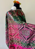 Geometric Rebozo-Style Woven Shawl / Multi-Way Cover-Up