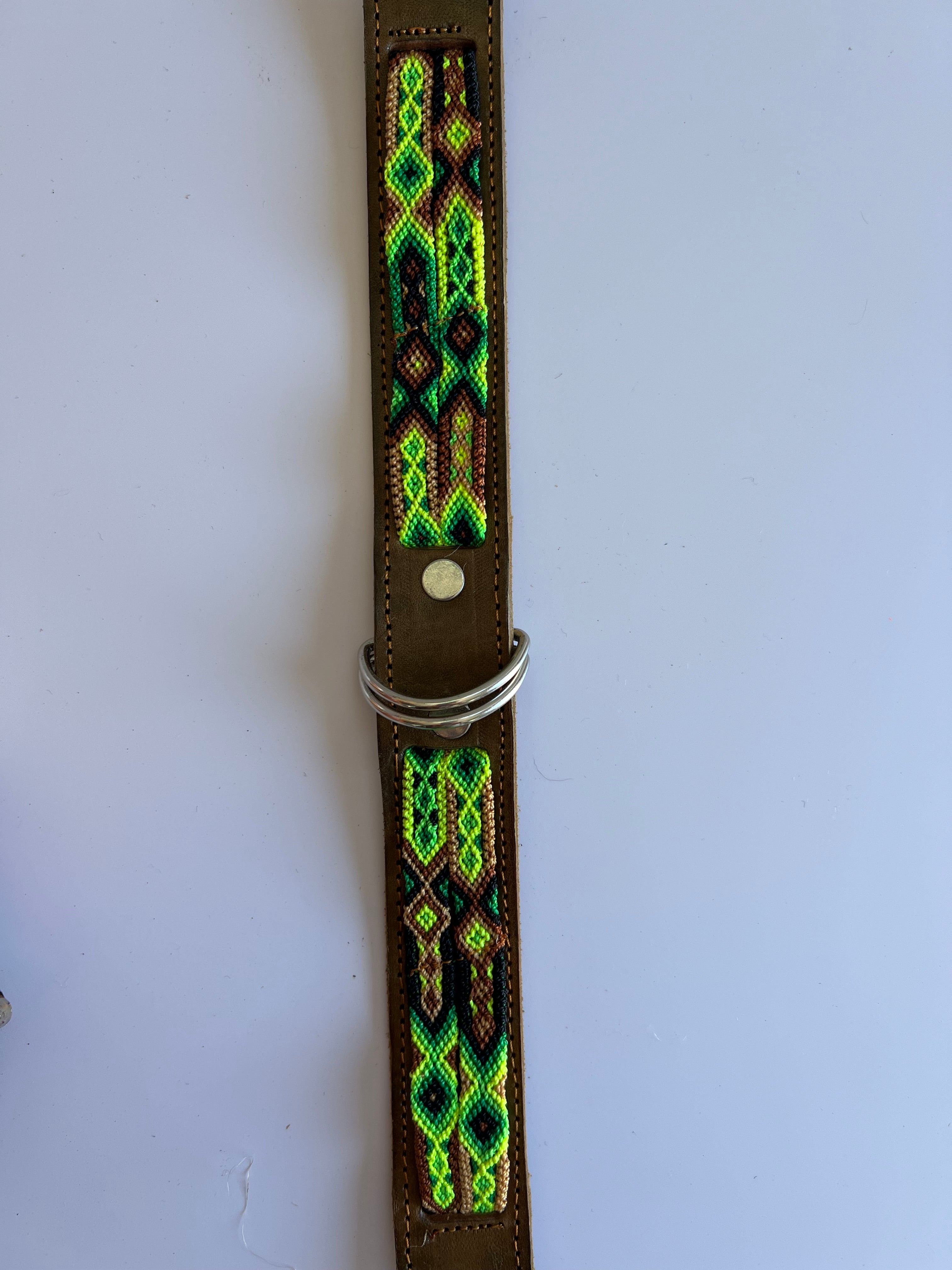 Leather Dog Collar with Embroidered Details