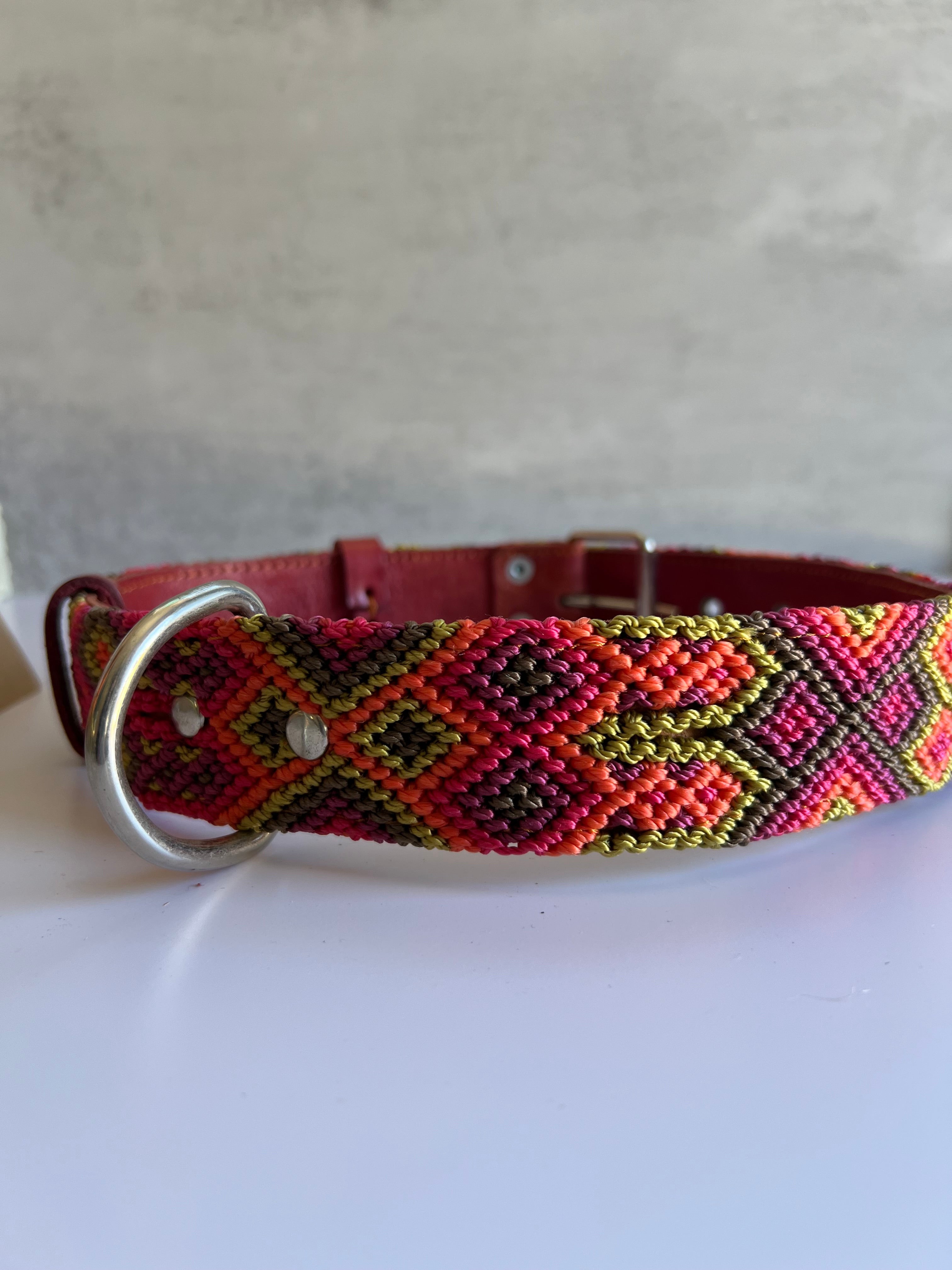 Leather Embroidered Dog Collar