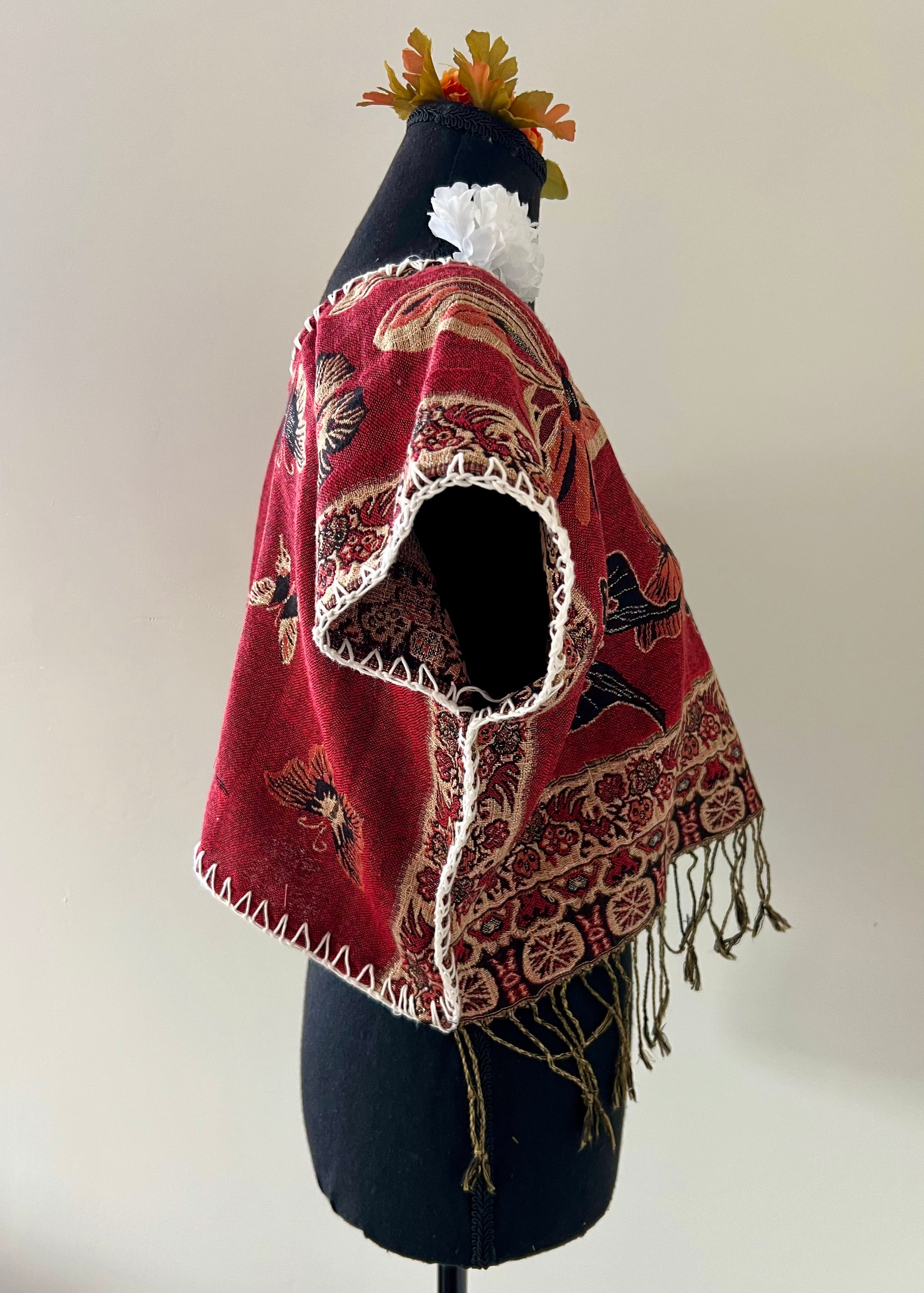 Butterfly Cropped Huipil-style Top