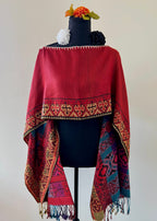 Geometric Border Rebozo-Style Woven Shawl / Multi-Way Cover-Up