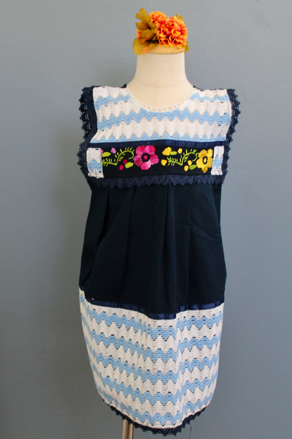 Girls Hand-Embroidered Oaxacan Crochet Dress