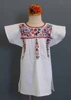Girls Hand-Embroidered Mexican Dress - San Antonino / Oaxaca Style