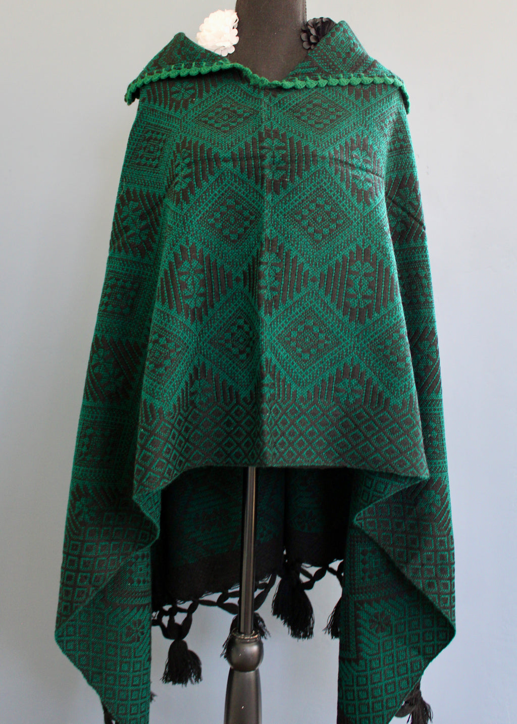 Artisan Woven Poncho with Tassels