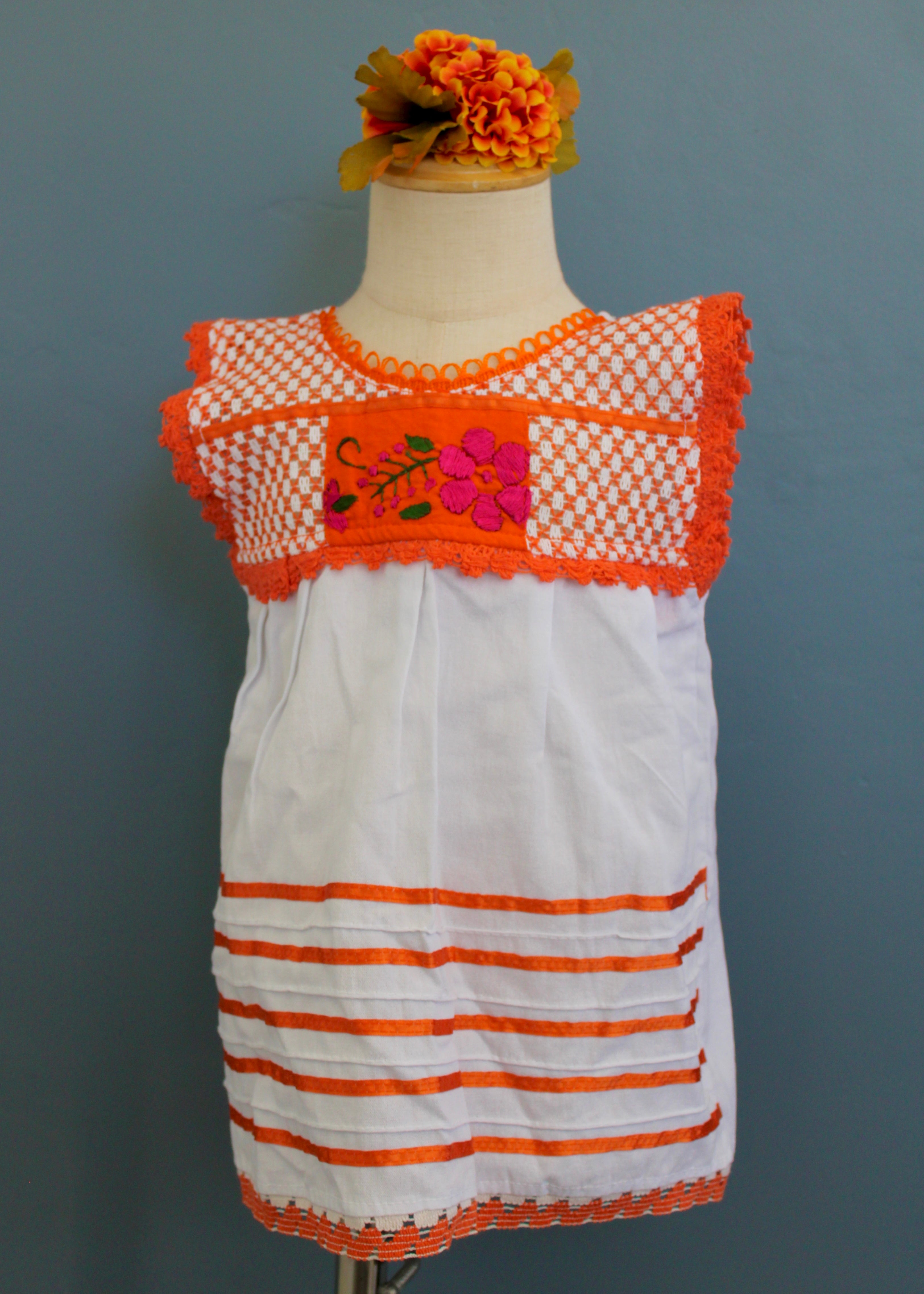Girls Hand-Embroidered Oaxacan Crochet Dress