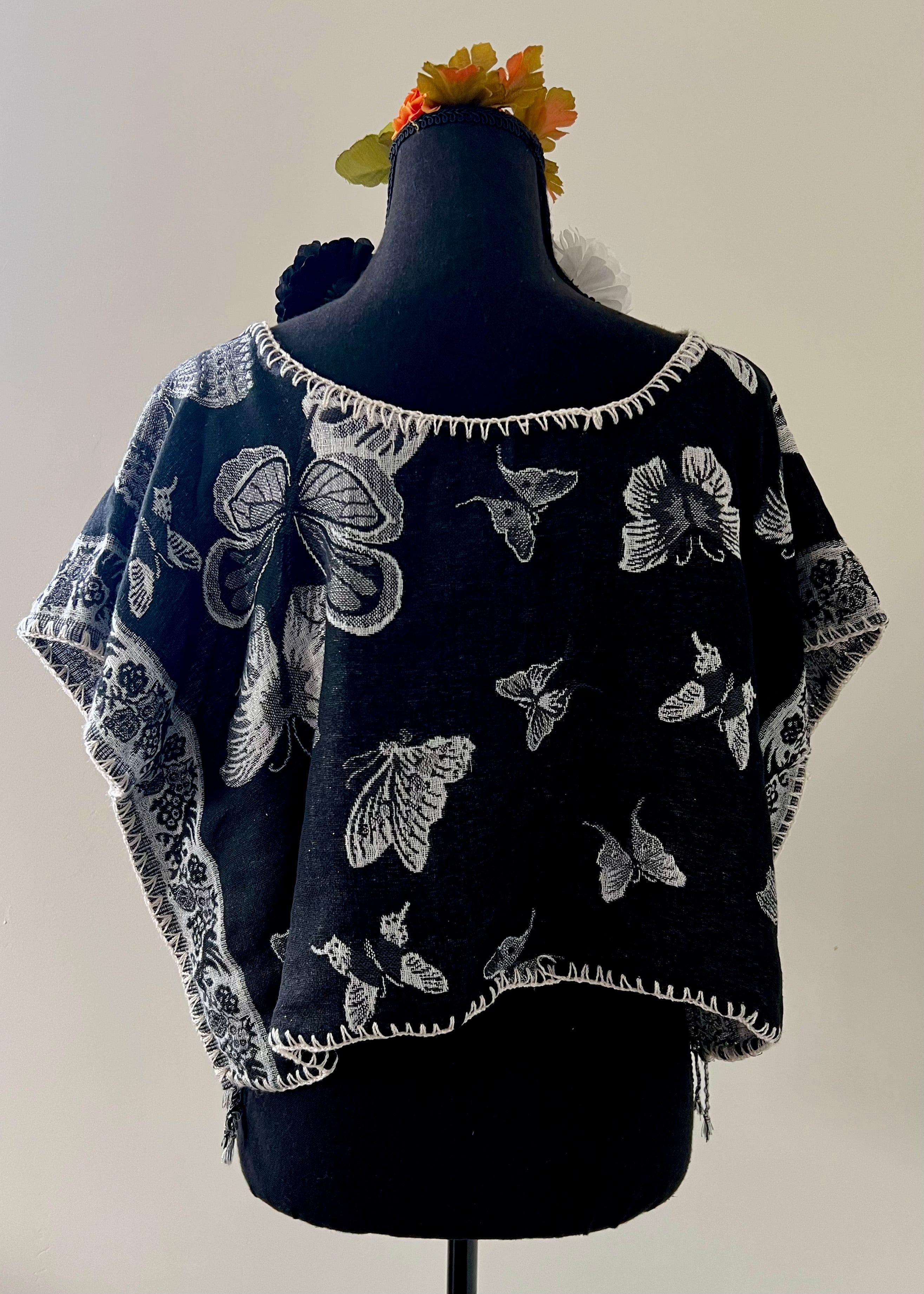 Butterfly Cropped Huipil-style Top