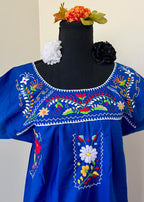 Handmade Oaxacan Embroidered Short Length Dress - San Antonino Style