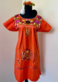 Handmade Oaxacan Embroidered Short Length Dress - San Antonino Style