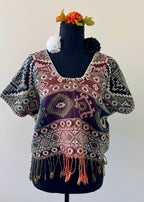 Full Geometric Cropped Huipil-Style Top