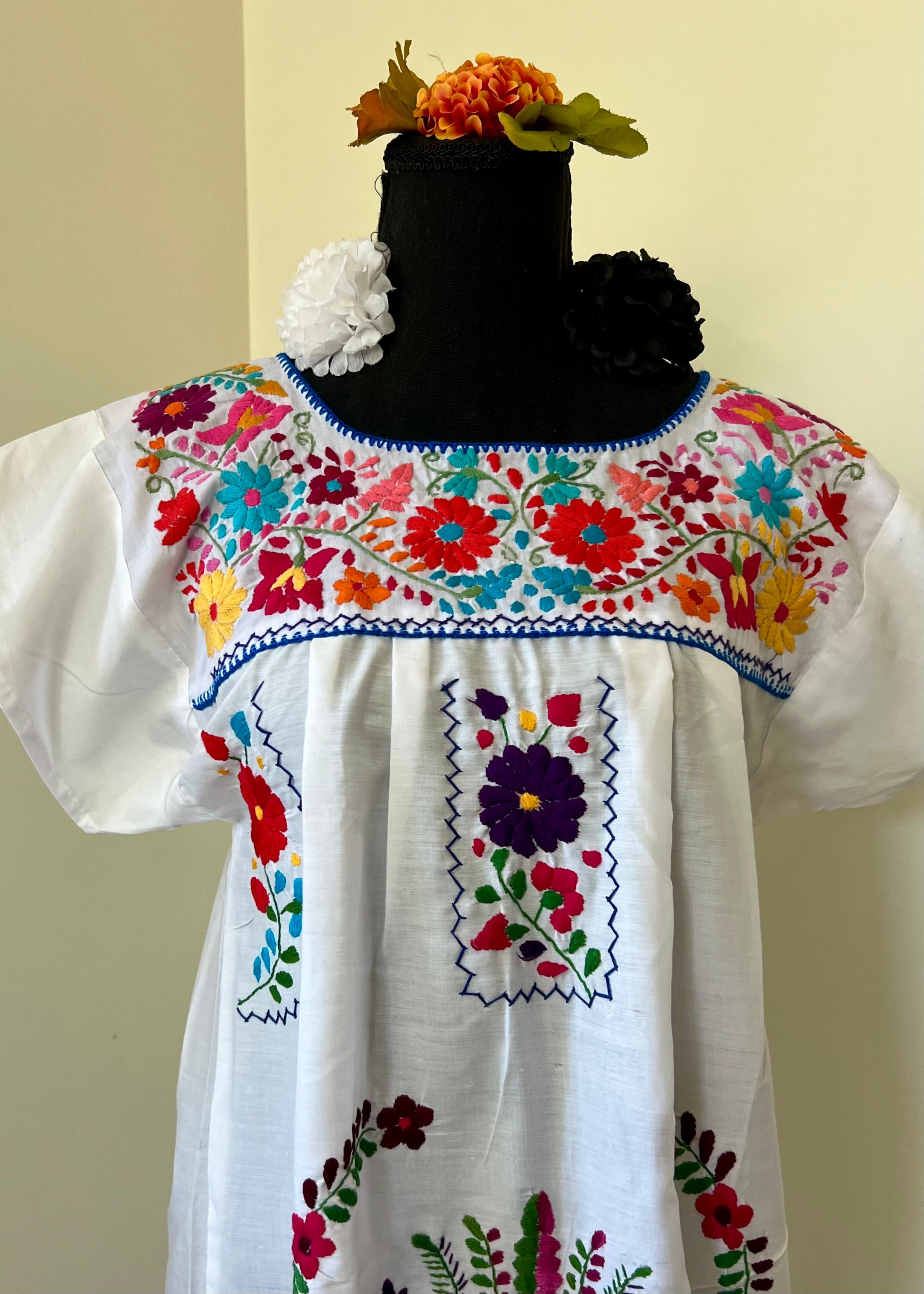 Handmade Oaxacan Embroidered Ankle Length Dress – San Antonino Style