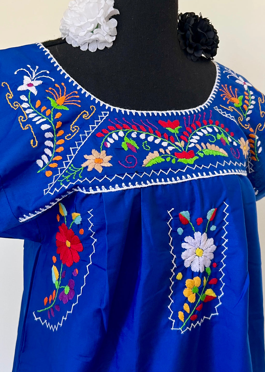 Handmade Oaxacan Embroidered Short Length Dress - San Antonino Style