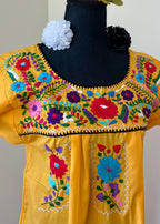 Handmade Oaxacan Embroidered Long Length Dress - San Antonino Style