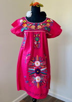 Handmade Oaxacan Embroidered Short Length Dress - San Antonino Style