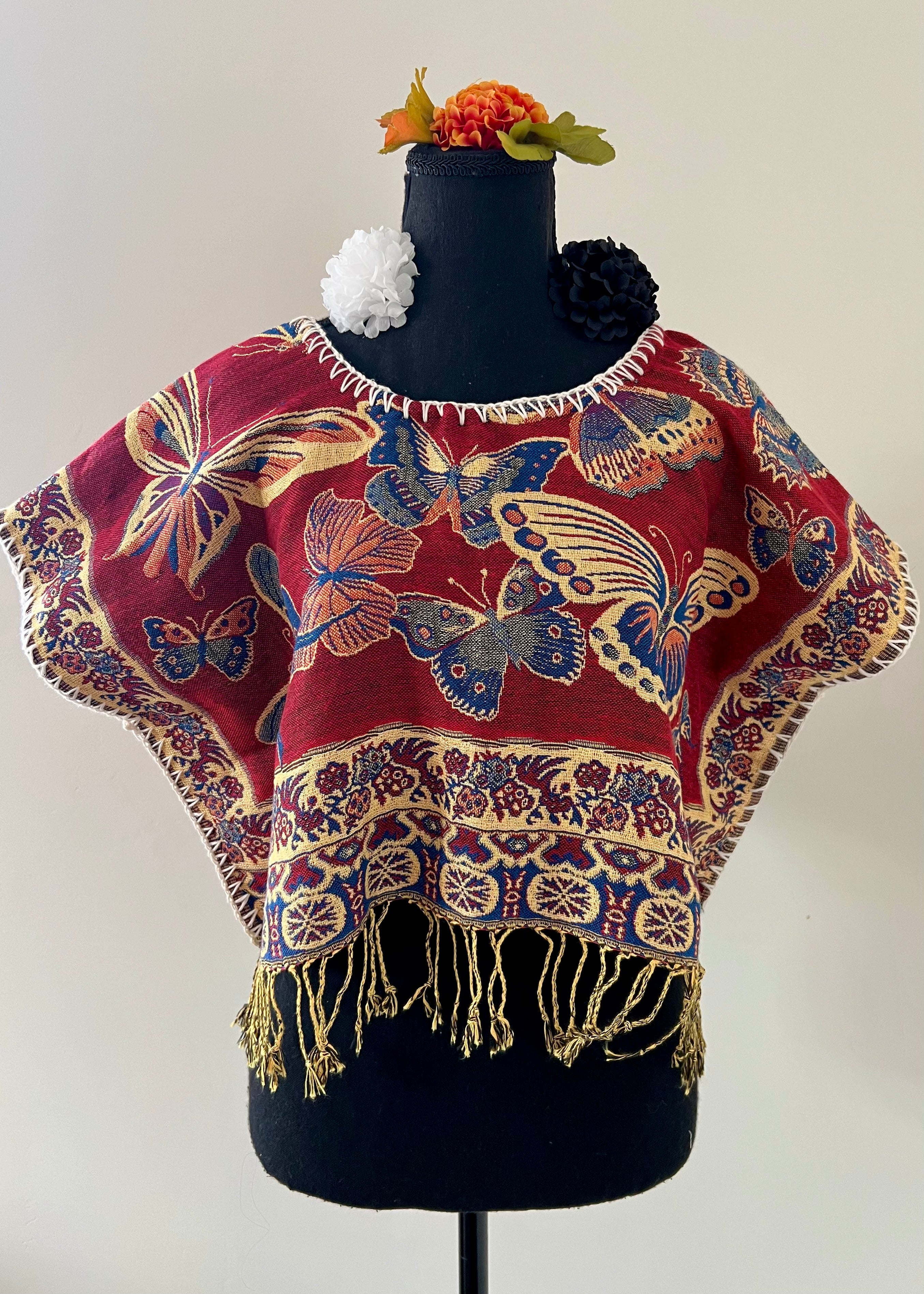 Butterfly Cropped Huipil-style Top
