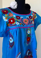 Handmade Oaxacan Embroidered Short Length Dress - San Antonino Style