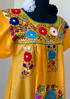 Handmade Oaxacan Embroidered Short Length Dress - San Antonino Style
