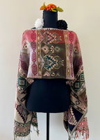 Geometric Rebozo-Style Woven Shawl / Multi-Way Cover-Up