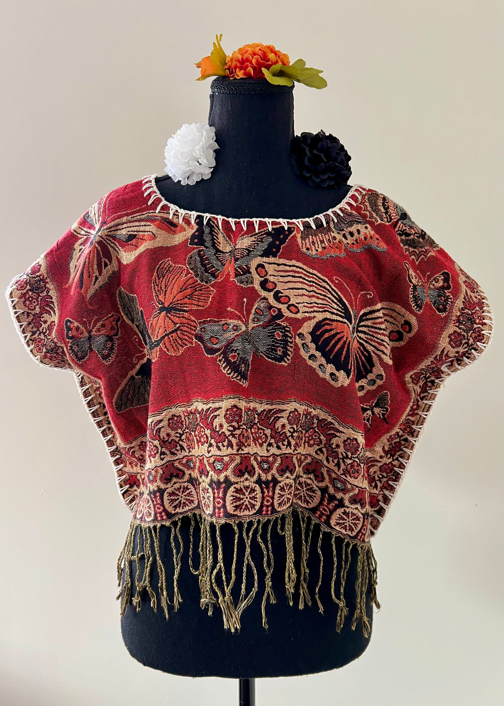 Butterfly Cropped Huipil-style Top