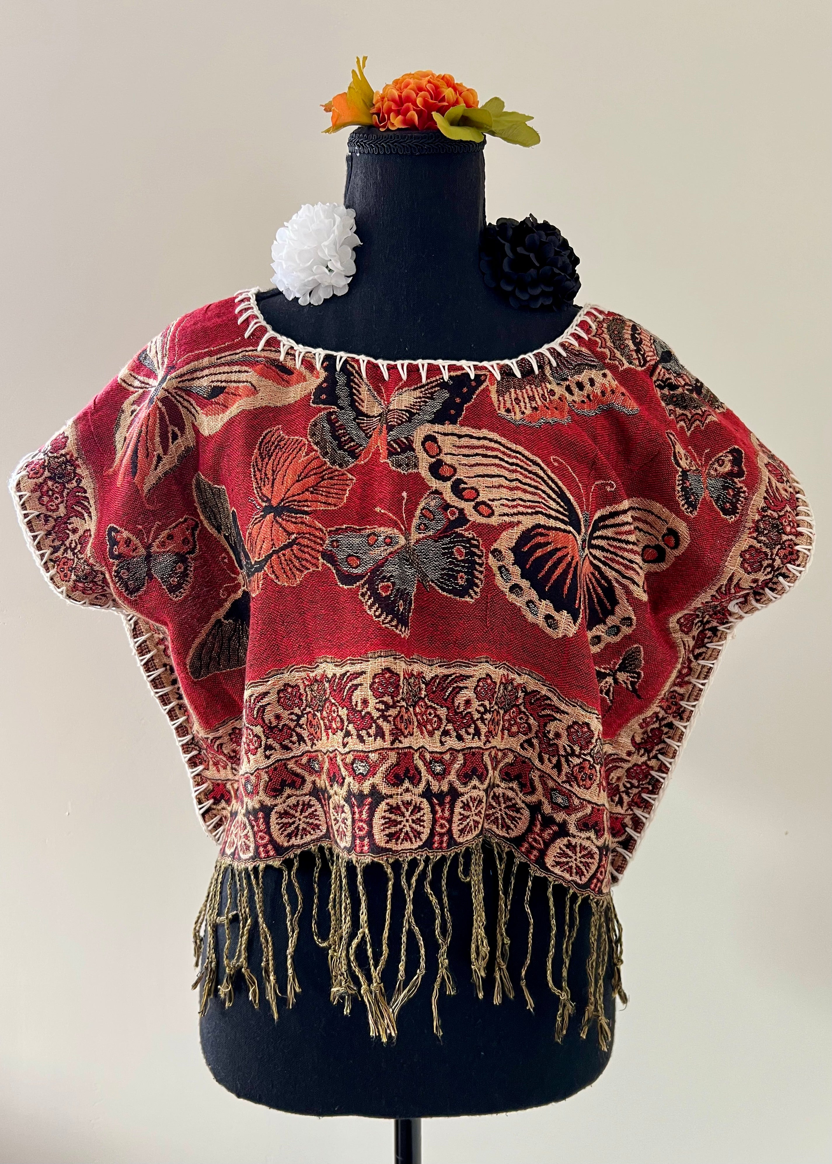 Butterfly Cropped Huipil-style Top