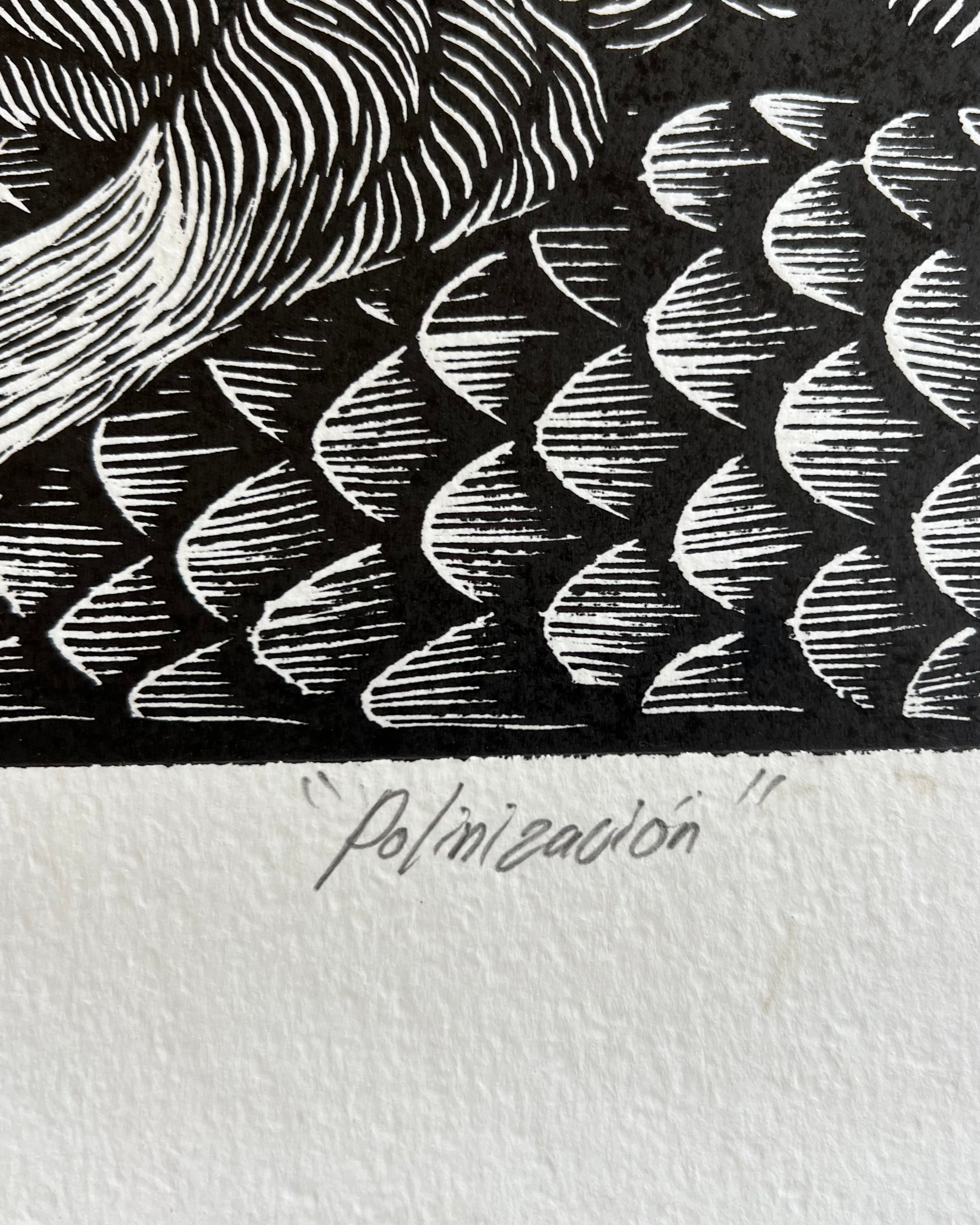 “Polinizacion” by Leon Arrazola- Grabado- Woodcut Printmaking 3/30