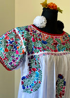 Handmade Oaxacan Embroidered Long Length Dress - San Antonino Style