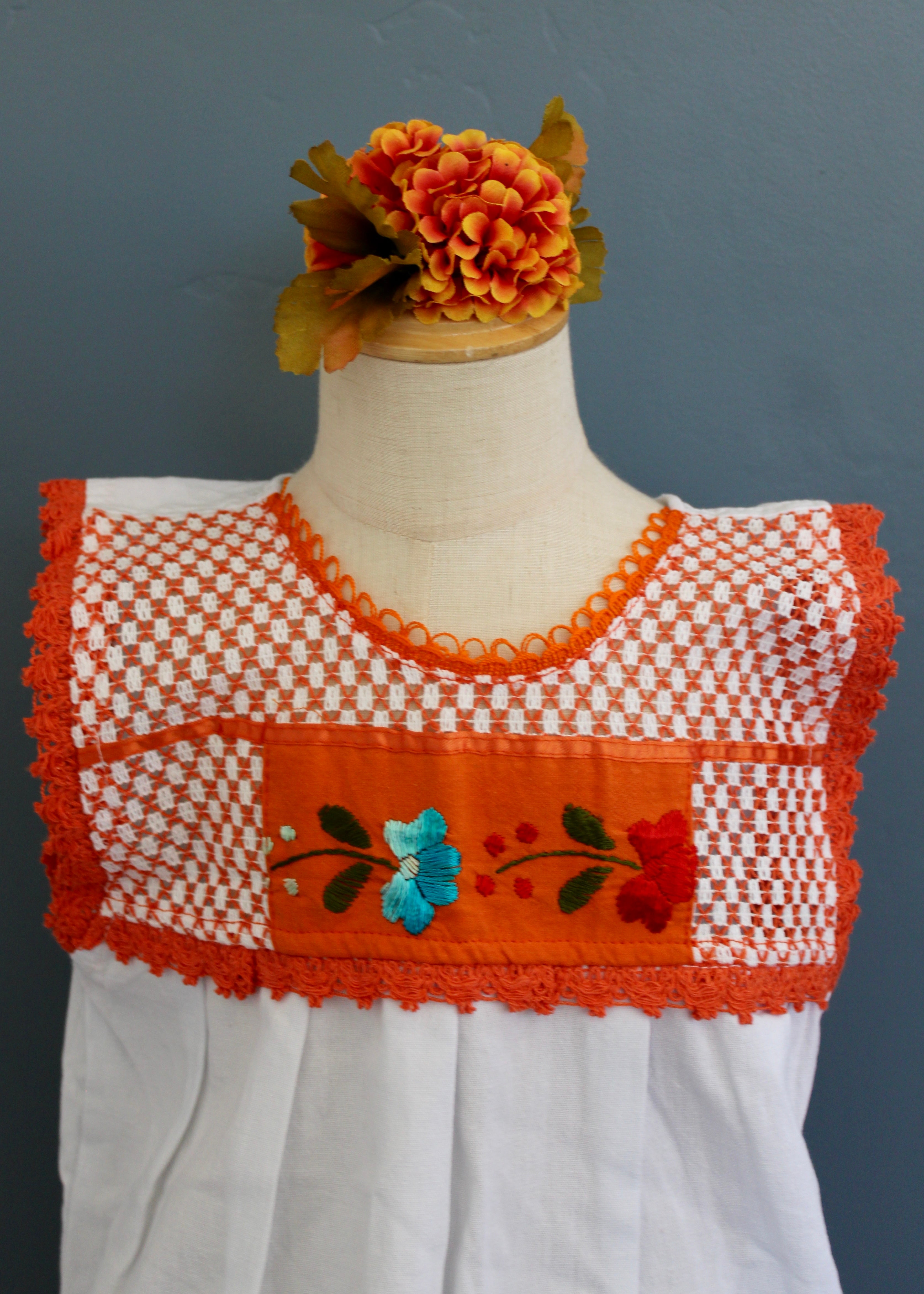 Girls Hand-Embroidered Oaxacan Crochet Dress