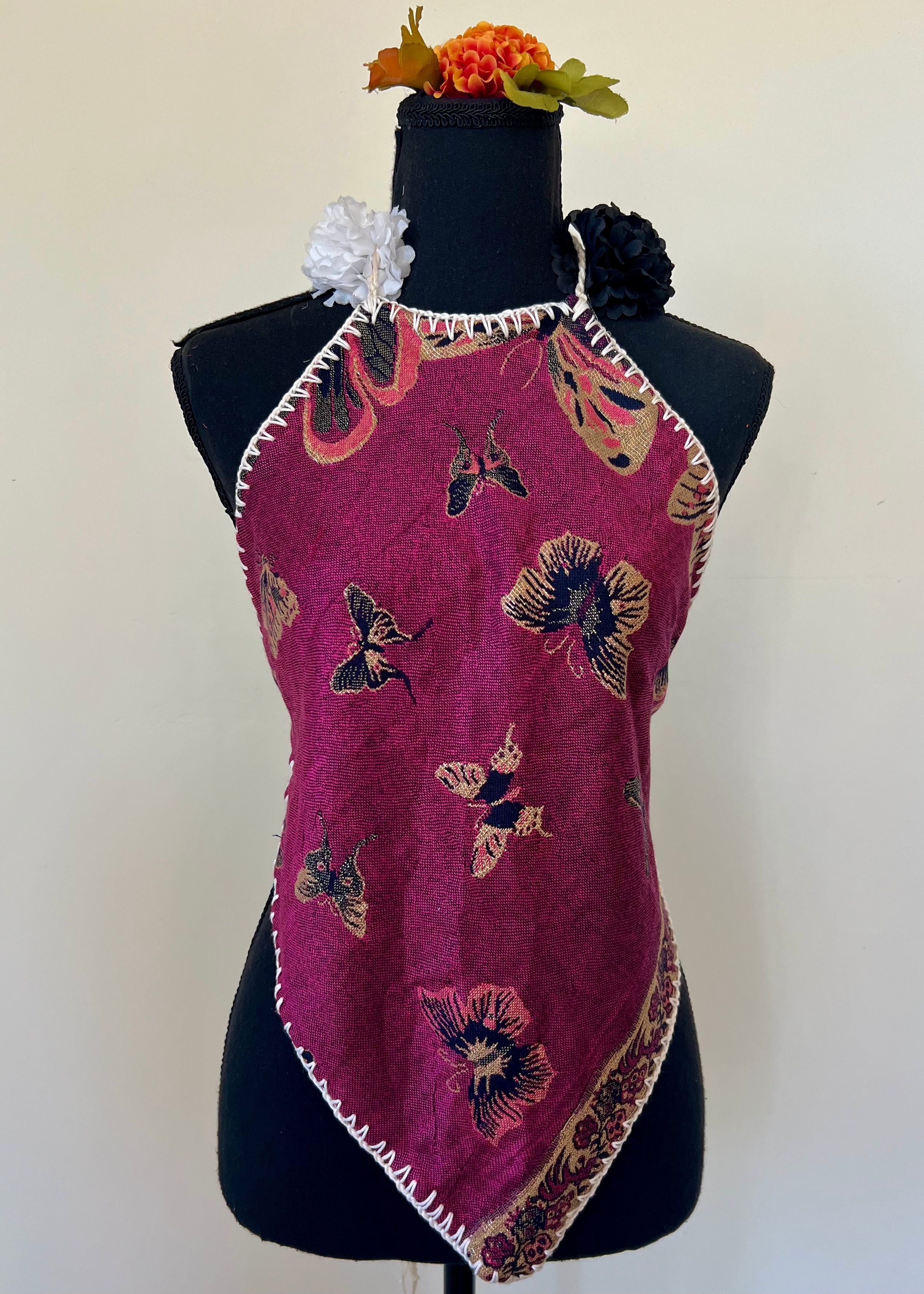 Butterfly Diamond Backless Halter Top