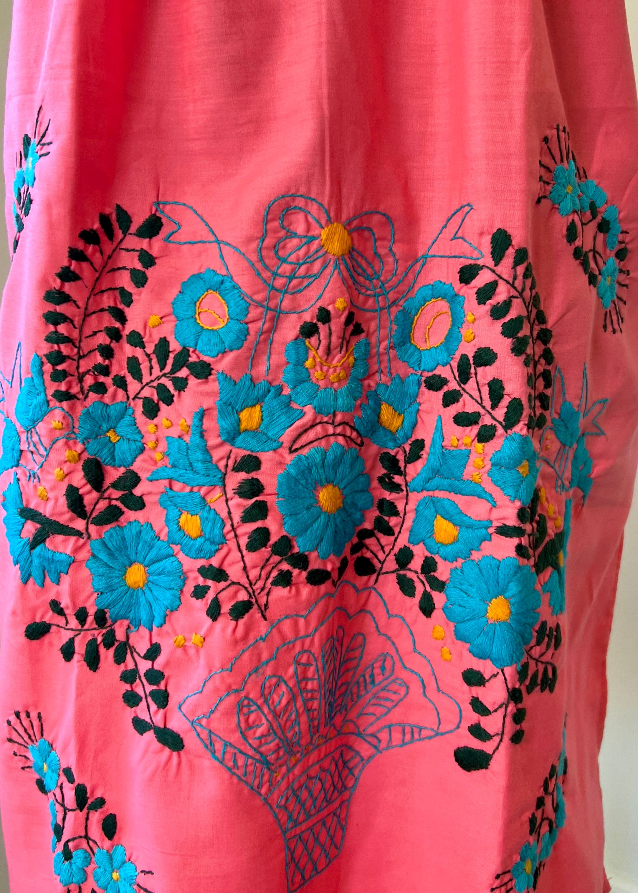 Handmade Oaxacan Embroidered Short Length Dress - San Antonino Style