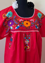 Handmade Oaxacan Embroidered Long Length Dress - San Antonino Style