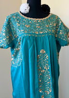 Handmade Oaxacan Embroidered Long Length Dress - San Antonino Style
