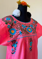 Handmade Oaxacan Embroidered Short Length Dress - San Antonino Style