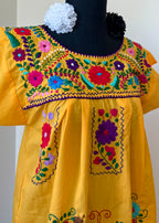 Handmade Oaxacan Embroidered Long Length Dress - San Antonino Style