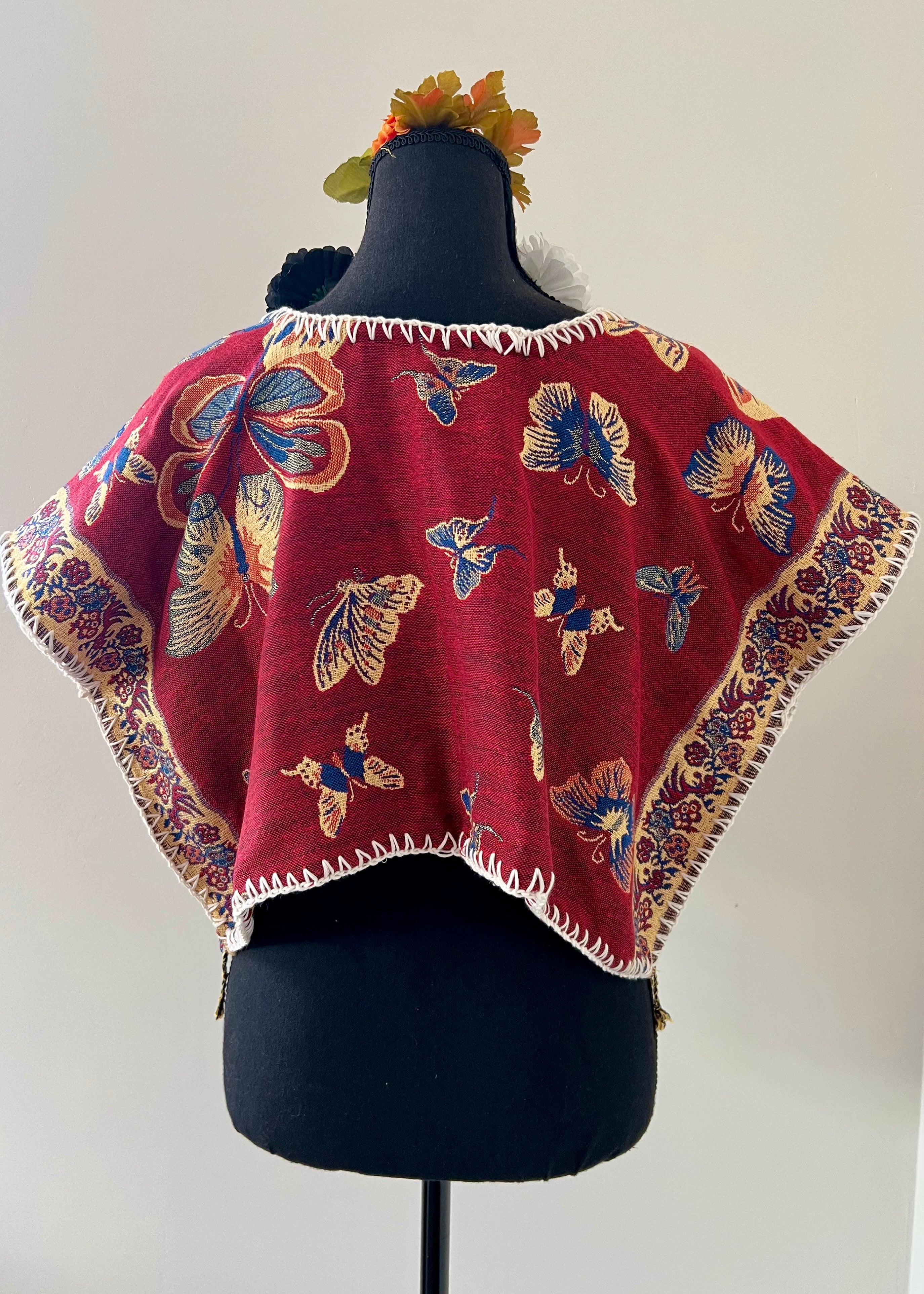 Butterfly Cropped Huipil-style Top