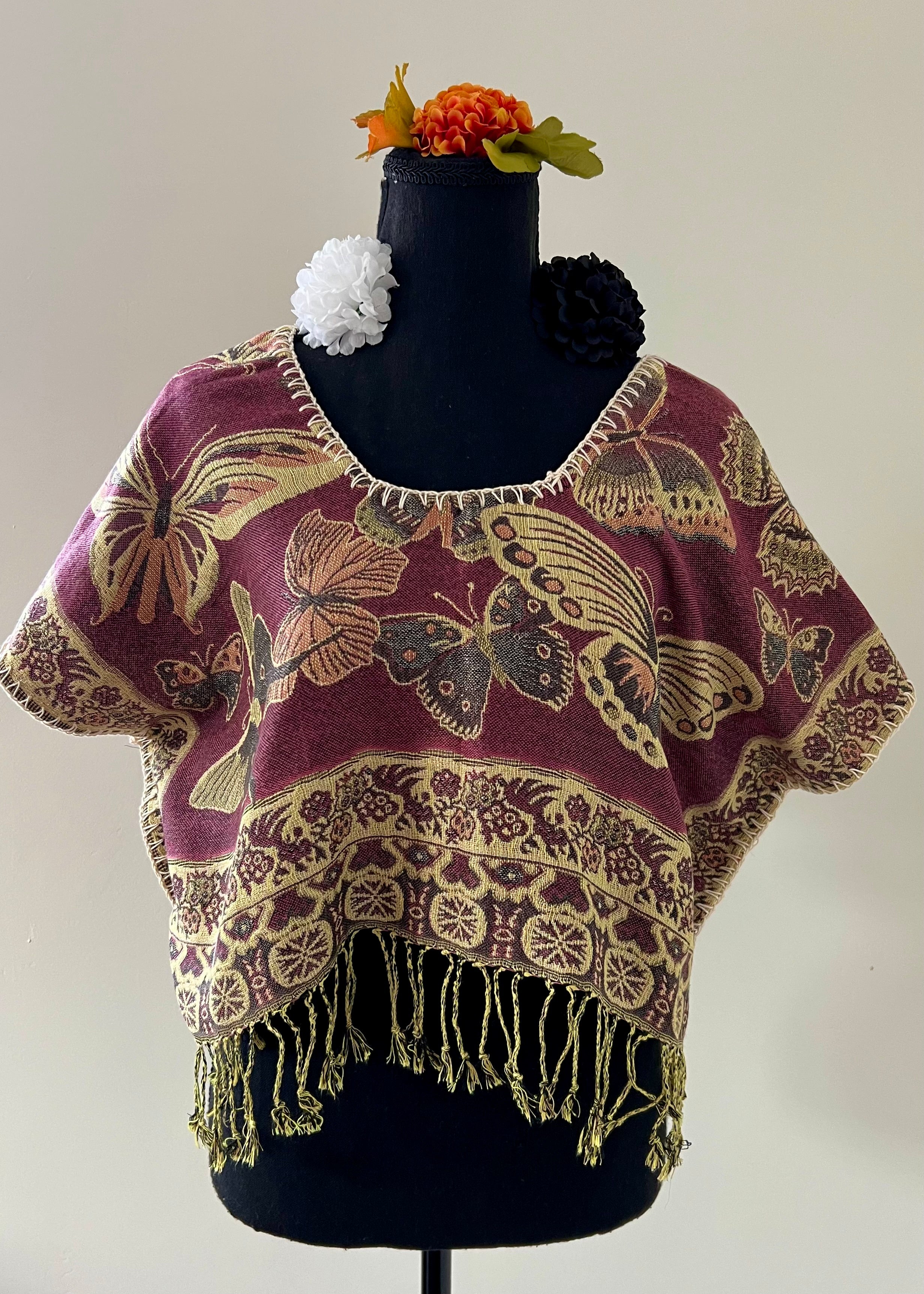 Butterfly Cropped Huipil-style Top