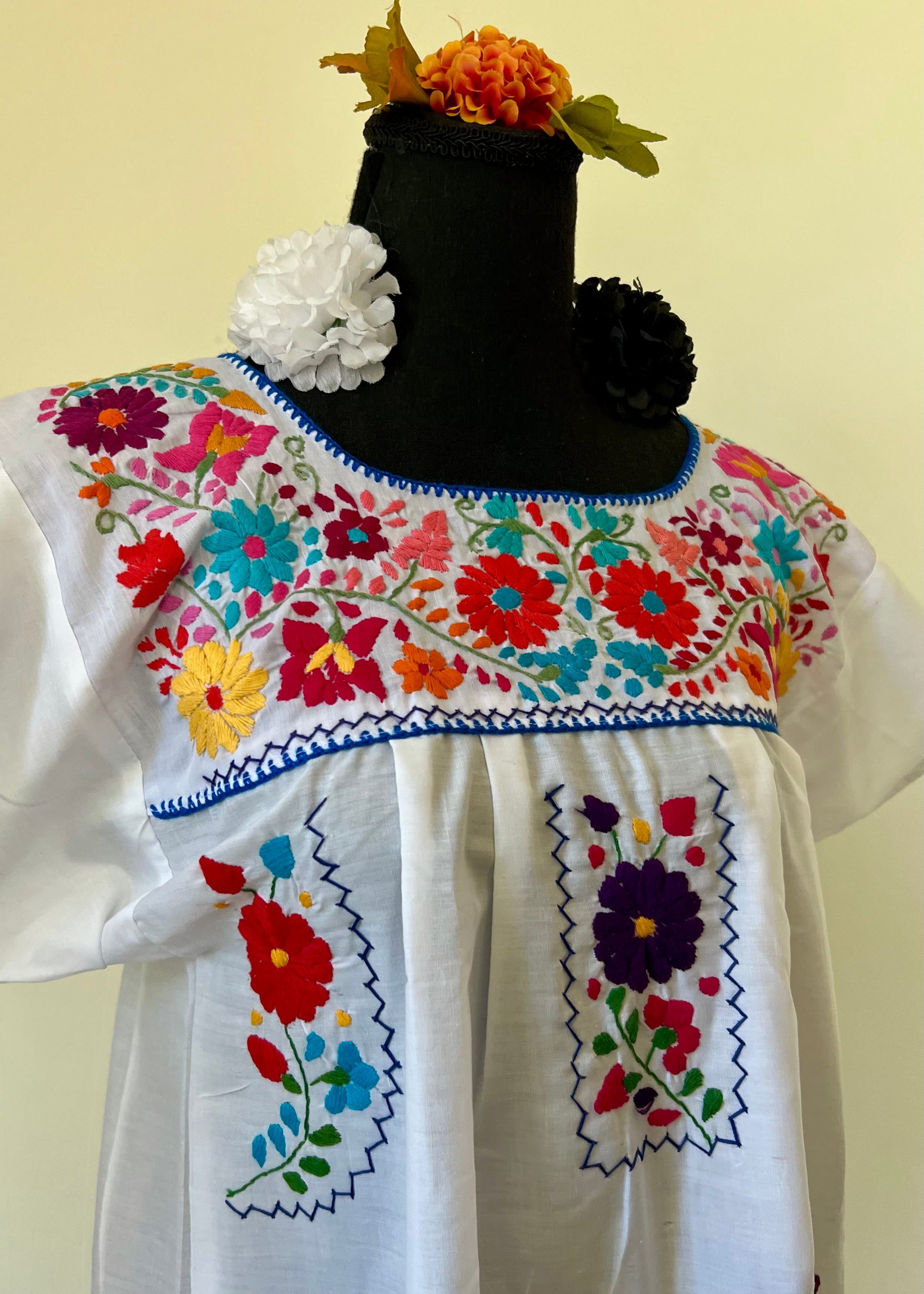 Handmade Oaxacan Embroidered Ankle Length Dress – San Antonino Style