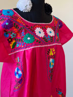 Handmade Oaxacan Embroidered Short Length Dress - San Antonino Style