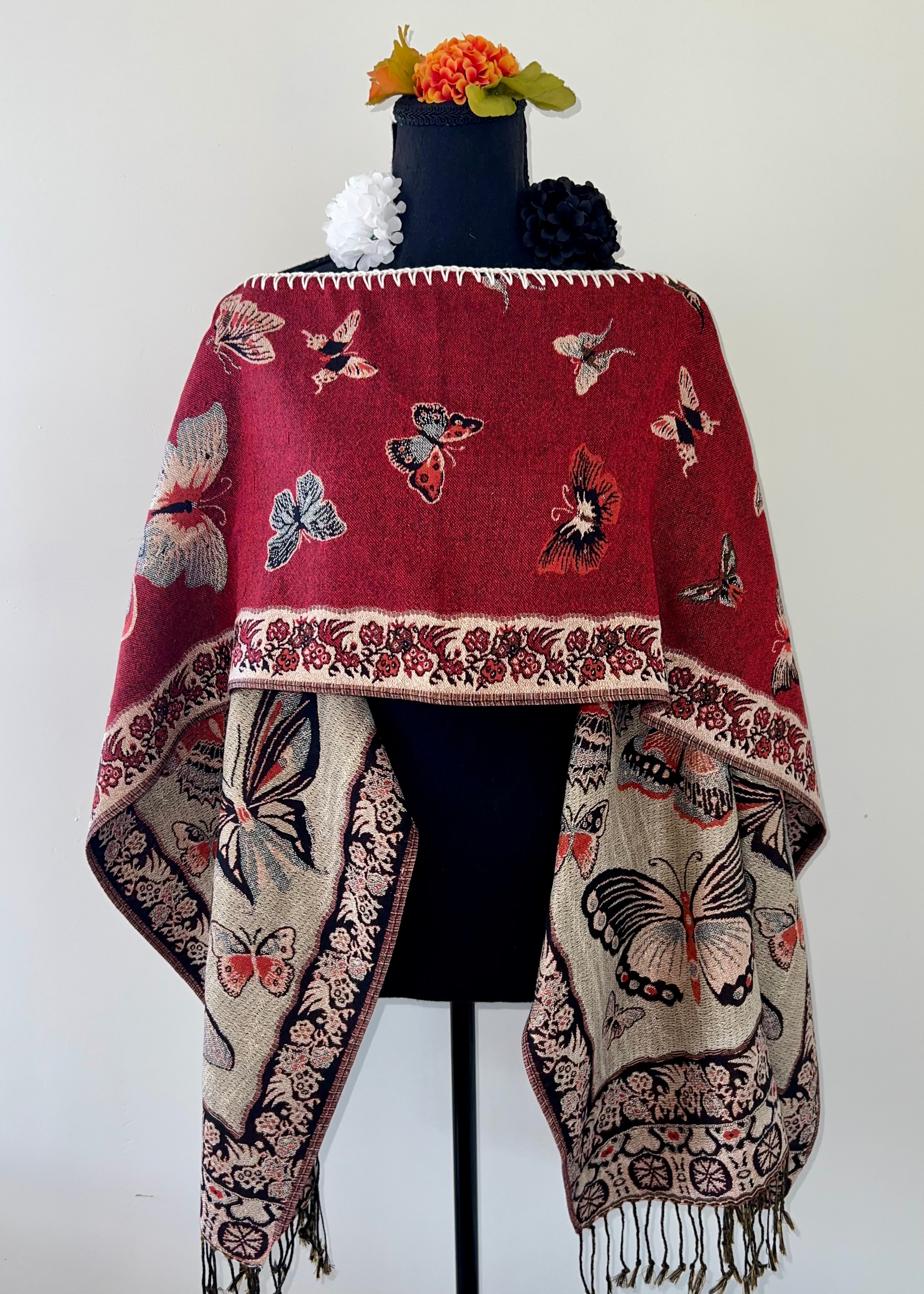 Butterfly Rebozo-Style Woven Shawl / Multi-Way Cover-Up
