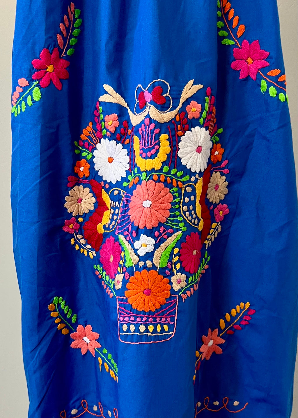 Handmade Oaxacan Embroidered Long Length Dress - San Antonino Style