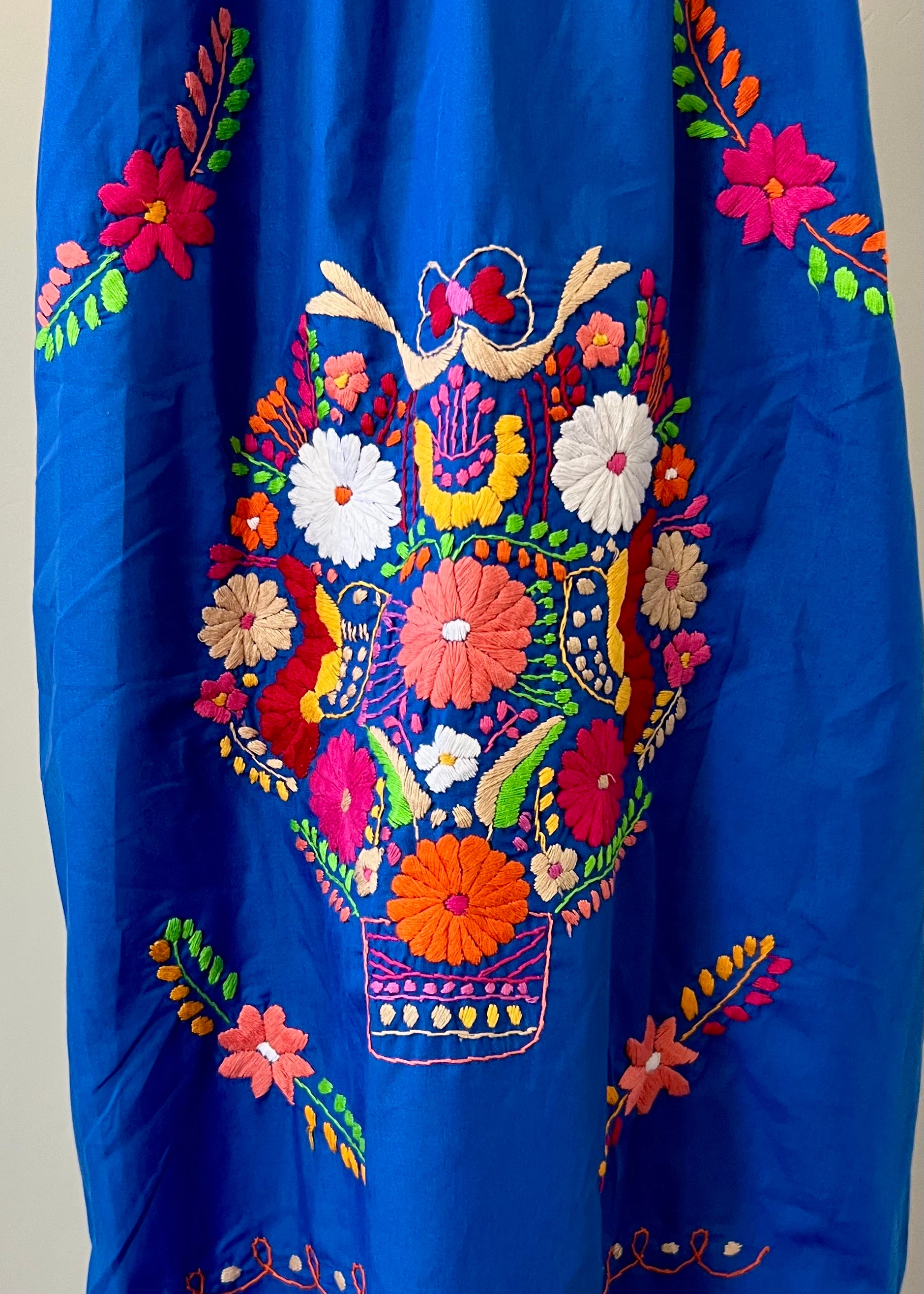 Handmade Oaxacan Embroidered Long Length Dress - San Antonino Style