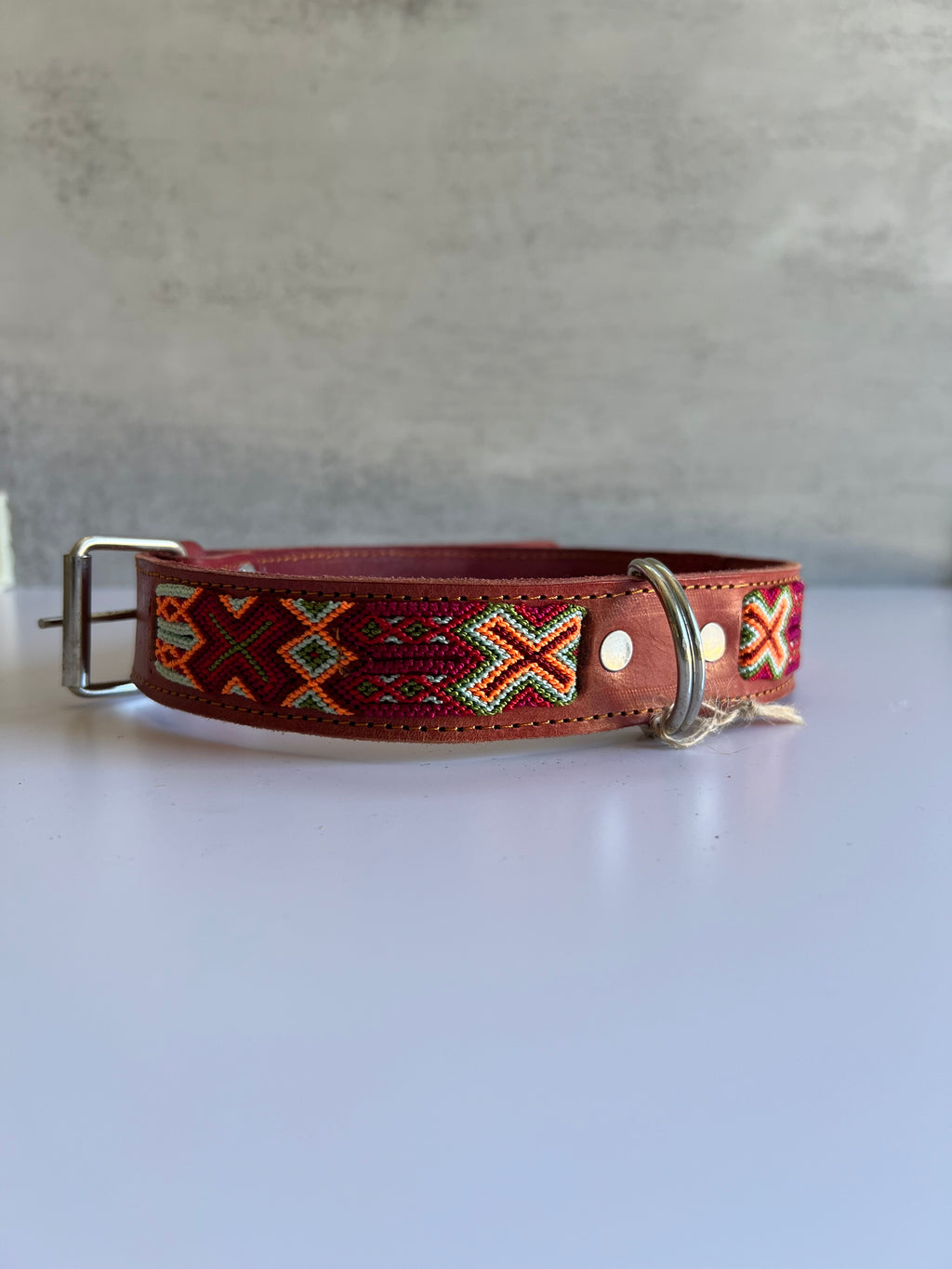 Leather Dog Collar with Embroidered Details