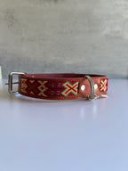 Leather Dog Collar with Embroidered Details