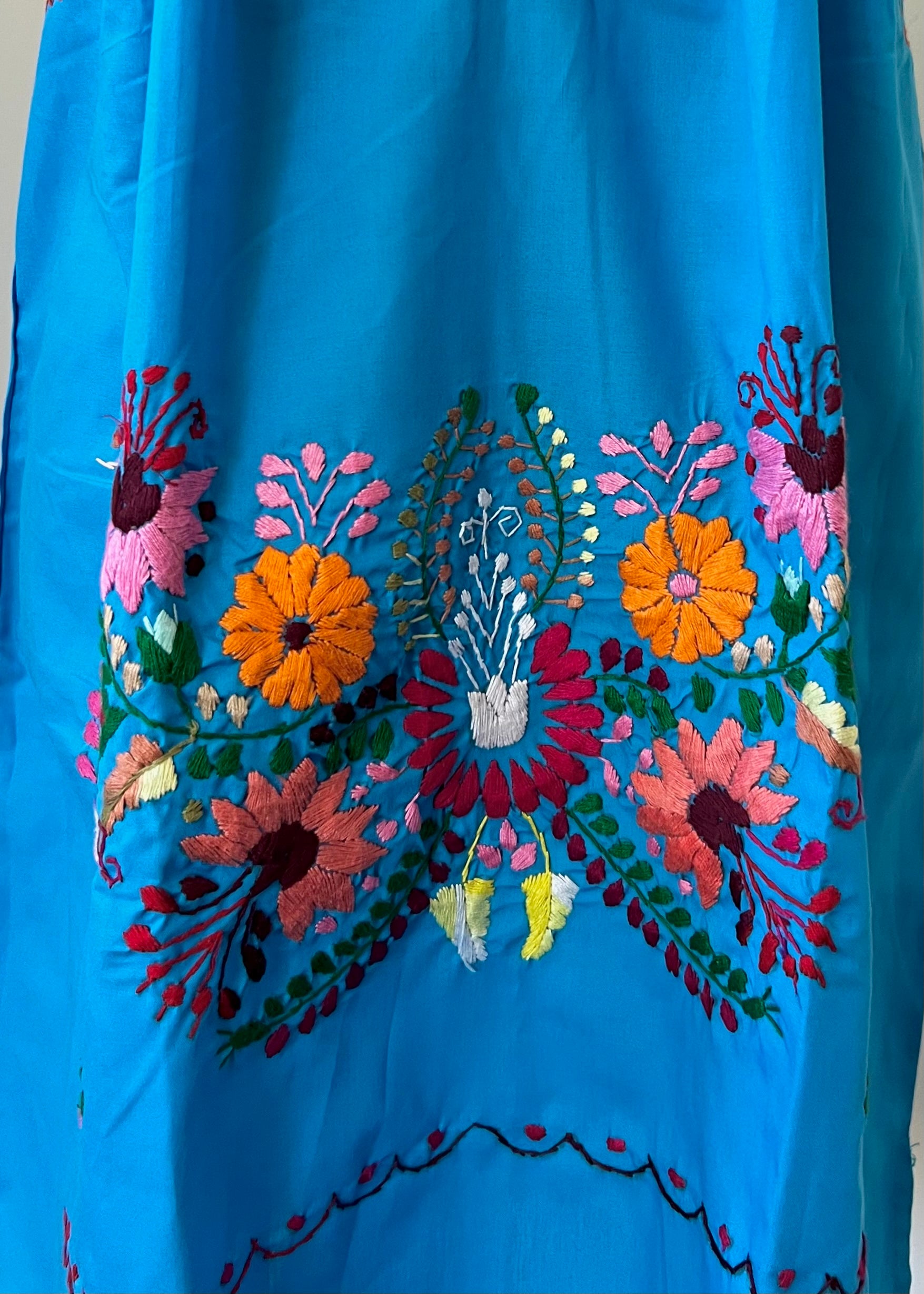 Handmade Oaxacan Embroidered Short Length Dress - San Antonino Style