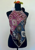 Geometric Diamond Backless Halter Top