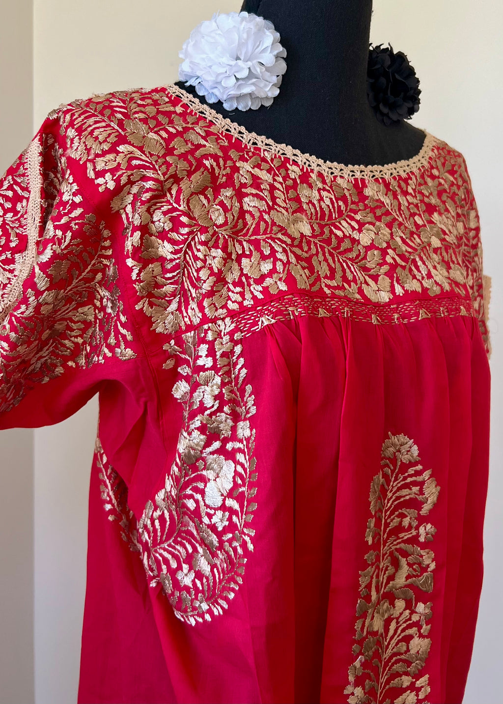 Handmade Oaxacan Embroidered Long Length Dress - San Antonino Style
